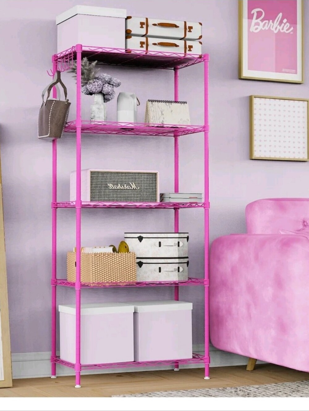 5-Tier Wire Shelf 21" x 11.5" x 59", Storage Rack Adjustable Unit 800lb Capacity